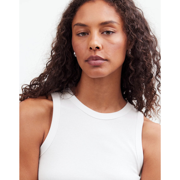 Madewell Regenerative Cotton Ribbed Cutaway Tank Top Basics White XXL NWT - Picture 4 of 12